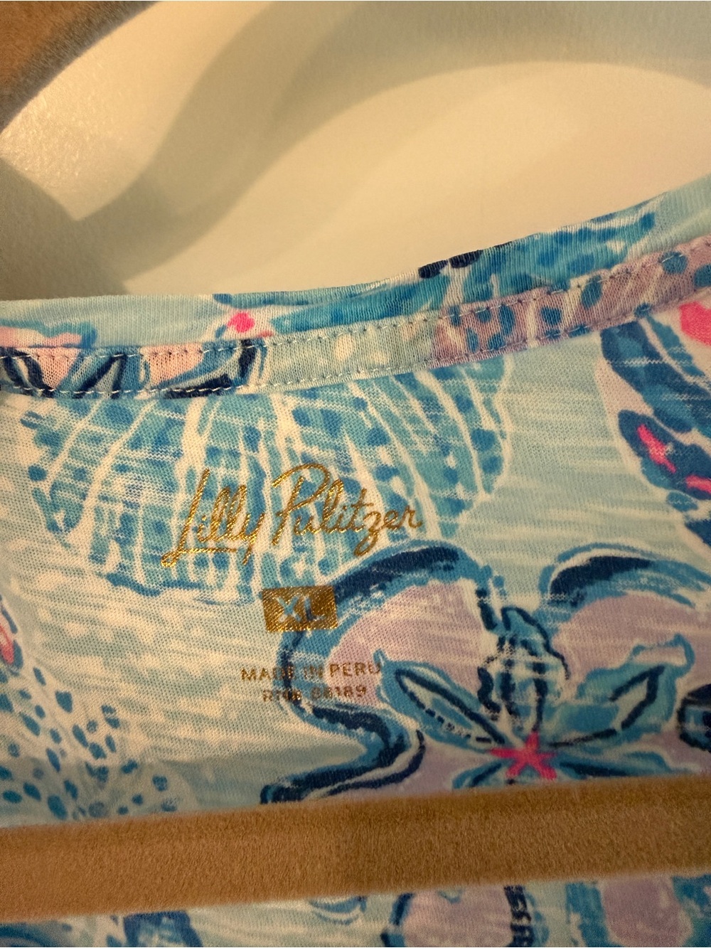 Lilly Pulitzer Short-Sleeve Floral Tee in Blue & Pink - Picture 3 of 3